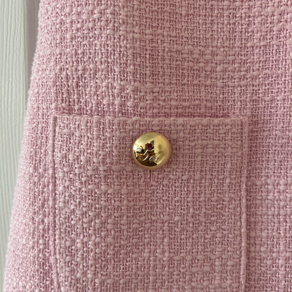 Cinq a Sept Chic Pink Tweed dress Sz 00 new gold buttons - Picture 3 of 8